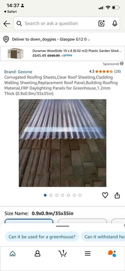 Photo of Corrugated roofing (Glasgow west G12) #1