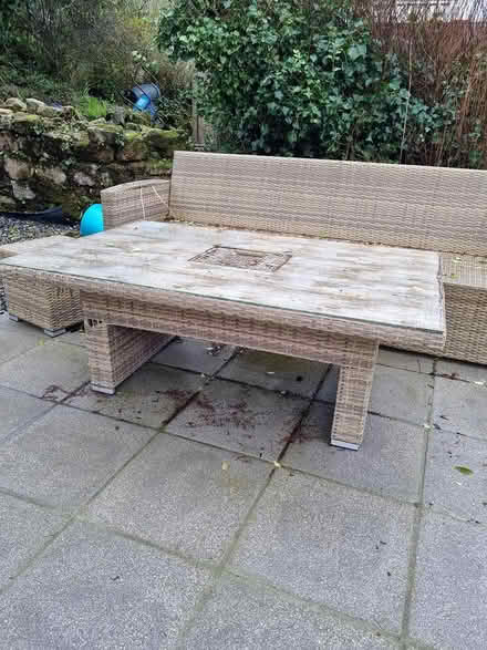 Photo of free Garden rattan sofa table & cushions (St Austell) #3