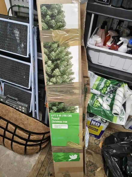 Photo of free 6ft Christmas tree, baubles, LED lights and battery operated sign (Sefton L31) #1