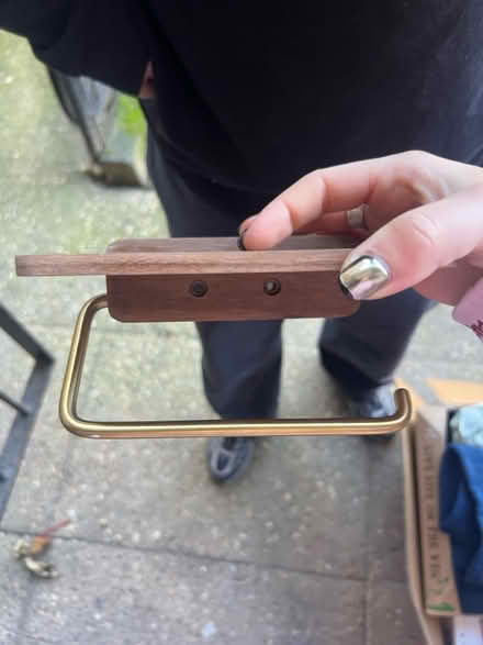Photo of free Wood and brass toilet roll holder (N1) #1