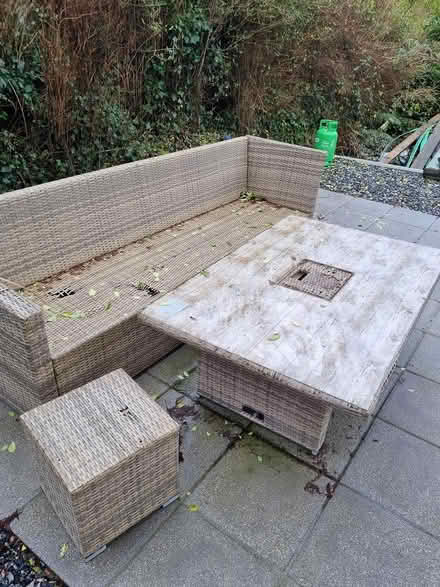Photo of free Garden rattan sofa table & cushions (St Austell) #2