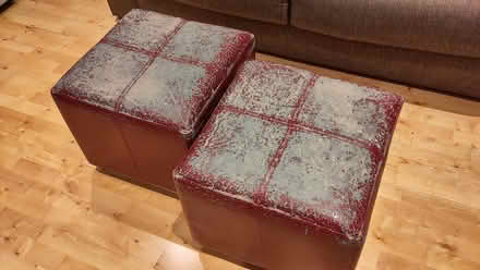 Photo of free 2 faux leather pouffes (Claverton) #1