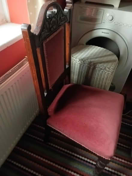 Photo of free 4x wood and velvet cushion chairs (stalybridge SK15) #4