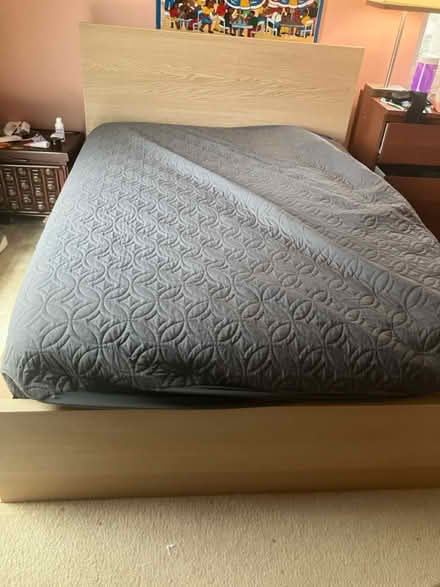 Photo of free Bed frame (full) & chest of drawers (RestonWater resistant) #1