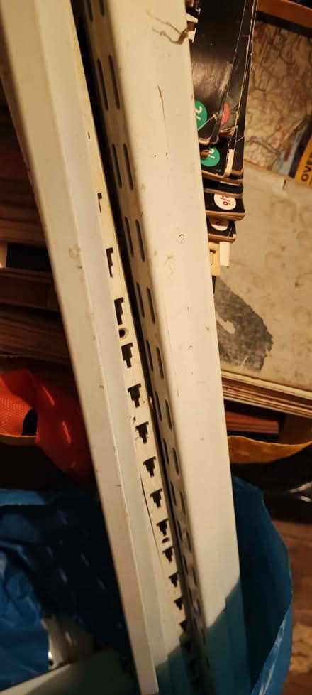 Photo of free White twin slot wall shelving uprights with brackets (Penzance TR18) #1