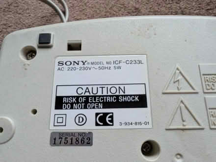 Photo of free Sony Radio Clock Alarm (Holland Park W11) #3