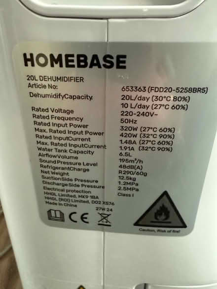 Photo of free Dehumidifier 20L spares/repair (Bognor regis PO22) #2