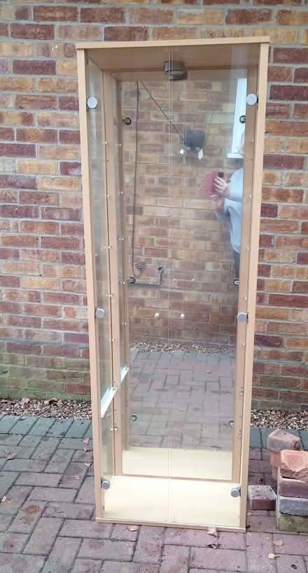 Photo of free tall glass display cabinet with 6 glass shelves & light (Brandon IP27) #3