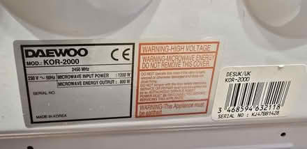 Photo of free Daewoo KOR-2000 Microwave 900W (South Ruislip) #3