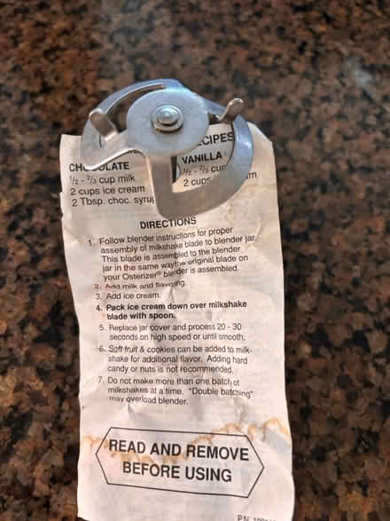 Photo of free Osterizer milkshake attachment (Broadway Terrace Rockridge) #1