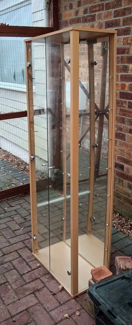 Photo of free tall glass display cabinet with 6 glass shelves & light (Brandon IP27) #1