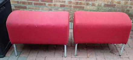 Photo of free two rectangular upholstered fabric red stools (Brandon IP27) #3
