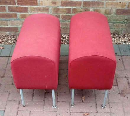 Photo of free two rectangular upholstered fabric red stools (Brandon IP27) #2