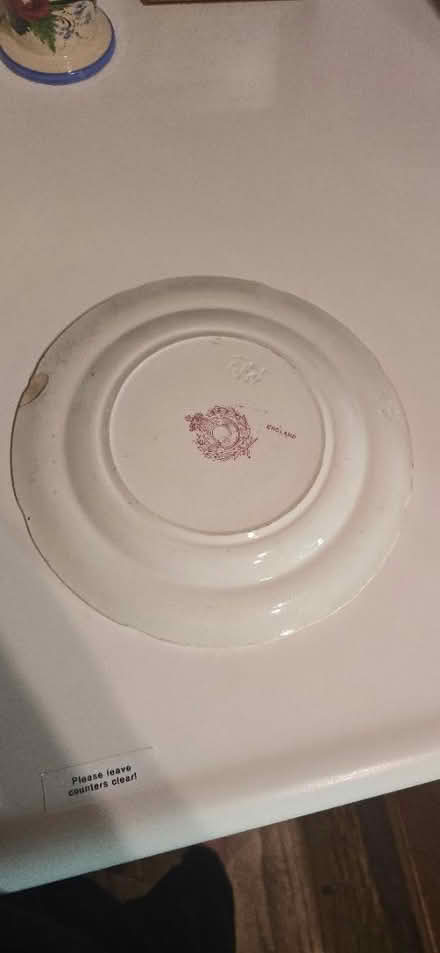 Photo of free Red Transferware Plate "Dancers" (Bellflowet) #4