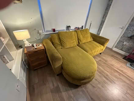 Photo of free 3 seater, jumbo cord, mustard sofa (Barnard Castle DL12) #4
