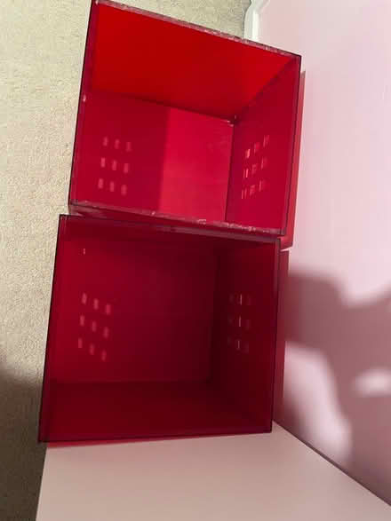 Photo of free 2x red plastic boxes - will fit Ikea cube unit (Oakridge RG21) #2