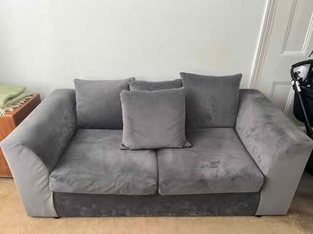Photo of free Grey velvety sofa (Forest Gate E7) #1