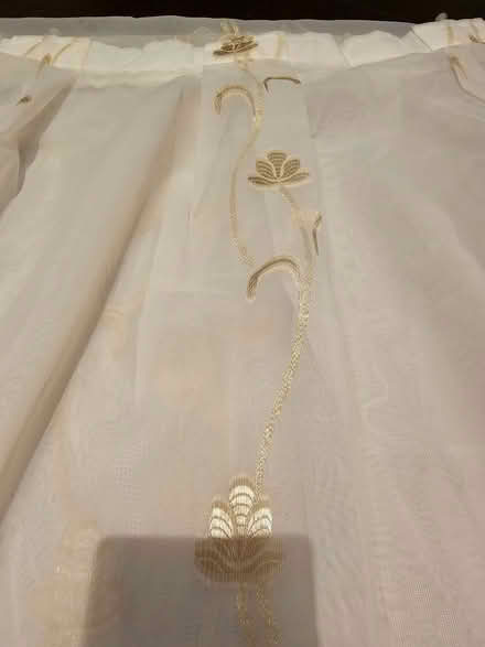 Photo of free Cream Curtain with gold design (Lower Morden SM3) #2