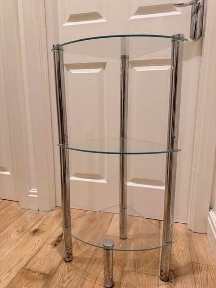 Photo of free Small glass and chrome corner table (Huyton) #2