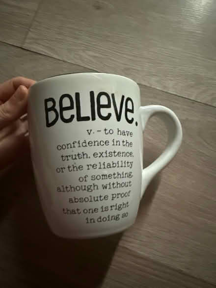 Photo of free Large ‘believe’ mug (Oswestry SY11) #1