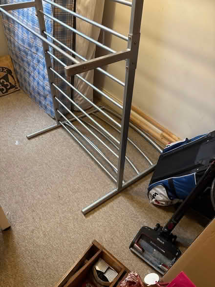 Photo of free Single metal bed frame and 2 mattresses (Woburn Sands MK17) #1