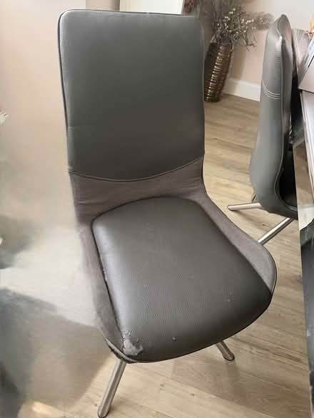 Photo of free 4 grey faux leather dining chairs (Halstead CO9) #3