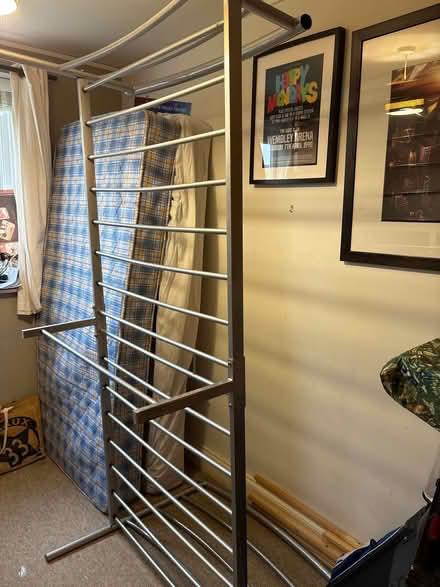 Photo of free Single metal bed frame and 2 mattresses (Woburn Sands MK17) #2