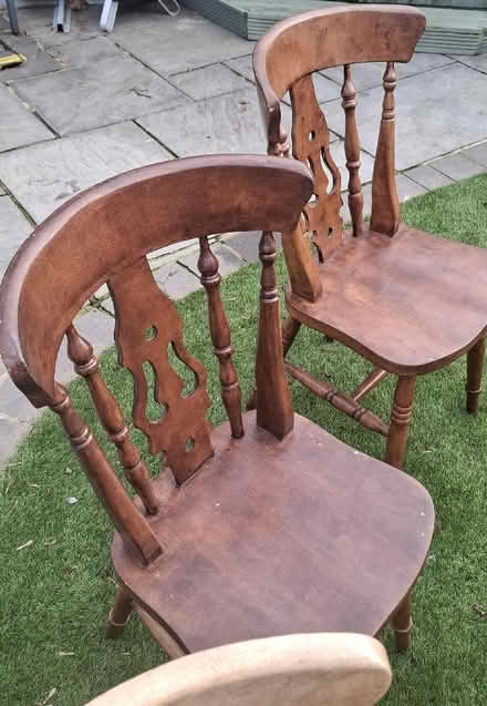 Photo of free 6 x solid wood (pine) farmhouse style dining chairs (Boughton Monchelsea ME17) #4