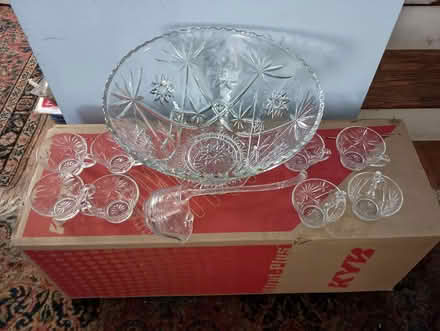 Photo of free Punch Bowl with cups and ladel (73 Main Blvd, Ewing Twp.) #1