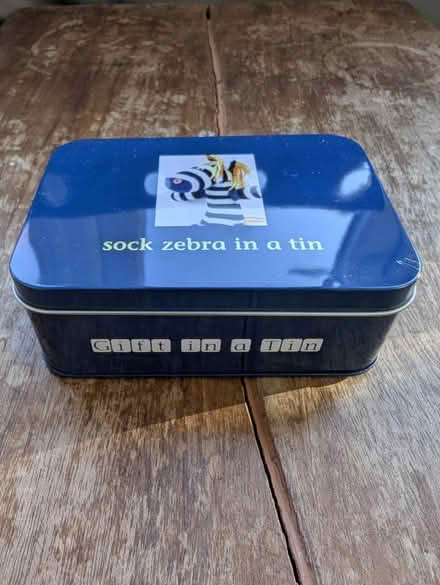 Photo of free Sock zebra gift in a tin (Stirchley/Kings Heath B30) #1
