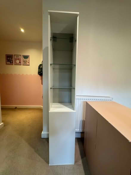 Photo of free Tall white bathroom shelves (RG40 Central Wokingham) #1