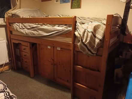 Photo of free Solid wood cabin bed with drawers, cupboard, shelves & desk (Walnut Tree MK7) #1