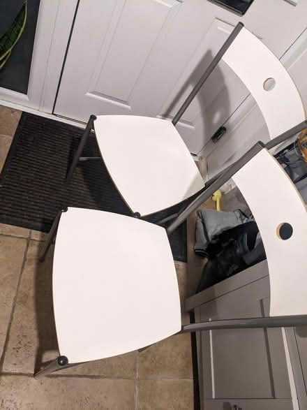 Photo of free White wood and metal dining chairs (OX14, Abingdon) #1