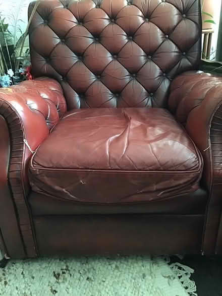 Photo of free Red Chesterfield armchair (Leytonstone, E11) #4