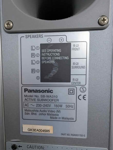 Photo of free Panasonic surround sound system (Eastcombe GL6) #4