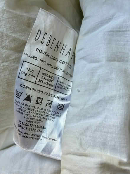 Photo of free King size Duvet Debenhams Recently dry cleaned and unused (Cockermouth CA13) #1