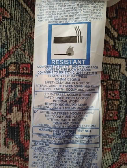 Photo of free Cot mattress (billericay CM12) #3
