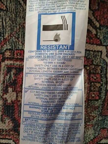 Photo of free Cot mattress (billericay CM12) #2