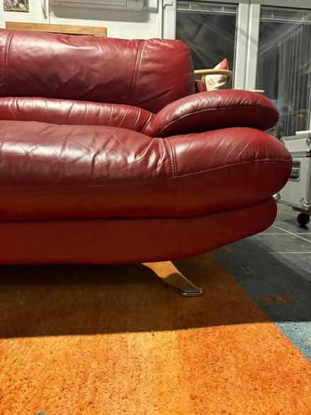 Photo of free 2 Leather sofas. Red (Birchwood LN6) #3