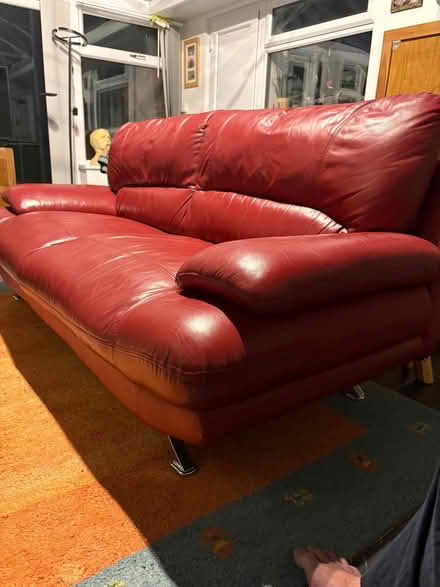 Photo of free 2 Leather sofas. Red (Birchwood LN6) #1