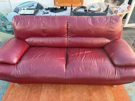 Photo of free 2 Leather sofas. Red (Birchwood LN6) #2