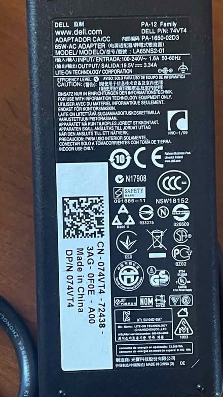 Photo of free Dell laptop charger (Battersea SW8) #2