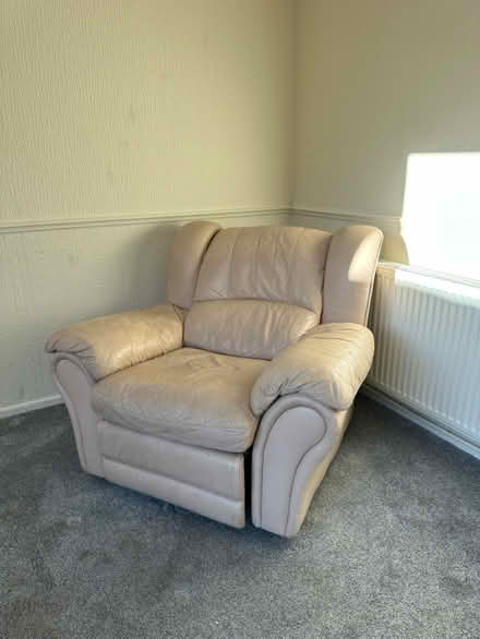 Photo of free Cream leather reclining chair (Sutton Hill) #2