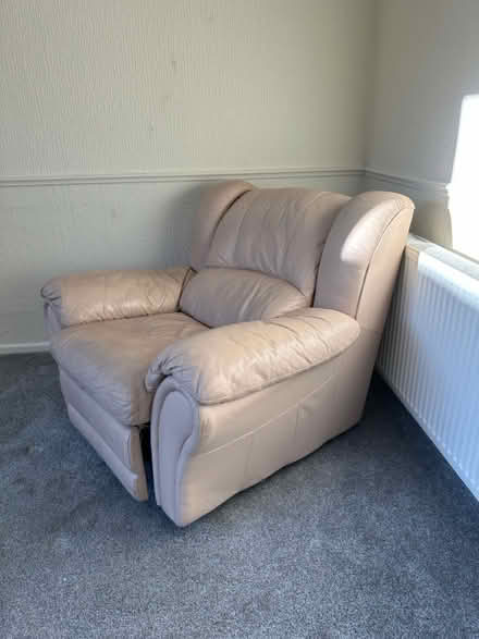 Photo of free Cream leather reclining chair (Sutton Hill) #1