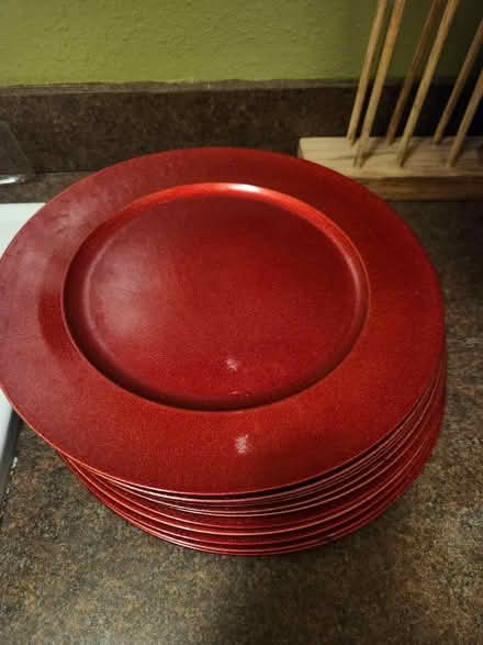 Photo of free 12 red plastic charger plates (palm harbor CR 1 Tpa Road) #1