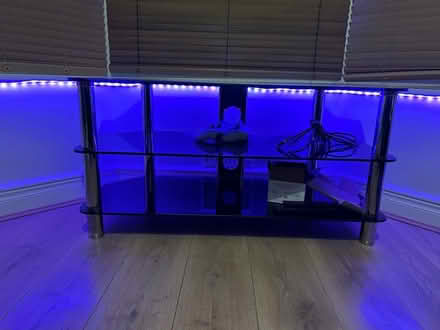 Photo of free Black Glass and Chrome TV stand (Nr Oswestry) #1