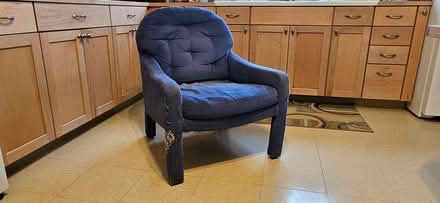 Photo of free Blue velveteen occasional chair (North Van Etten) #1