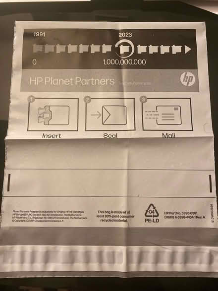 Photo of free HP Laserjet Recycling packets x 2 (Archway, N19) #1
