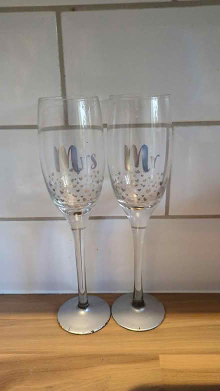 Photo of free Mr & Mrs champagne flutes (Walderslade woods ME5) #1