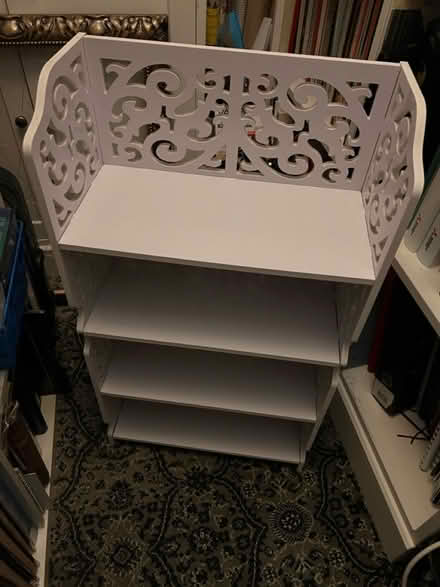 Photo of free Small acrylic white shelving unit (LU6 Central Dunstable) #1